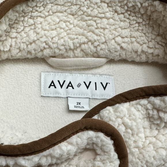 Ava & Viv Soft Sherpa Jacket Deep Pockets 2X Plus Size - Picture 3 of 5